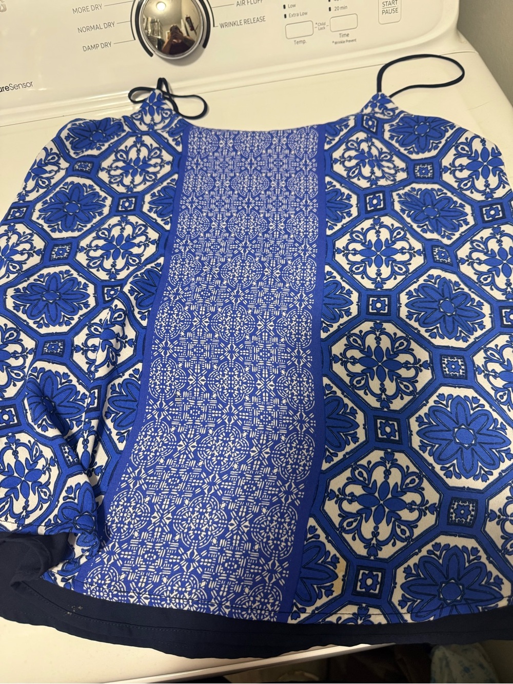 The Limited Blue and White Printed Spaghetti Strap Blouse